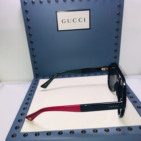 New - Gucci Black Red Green 0159 Stripe Aviator Unisex Gg0159 Sunglasses - Picture 8 of 16